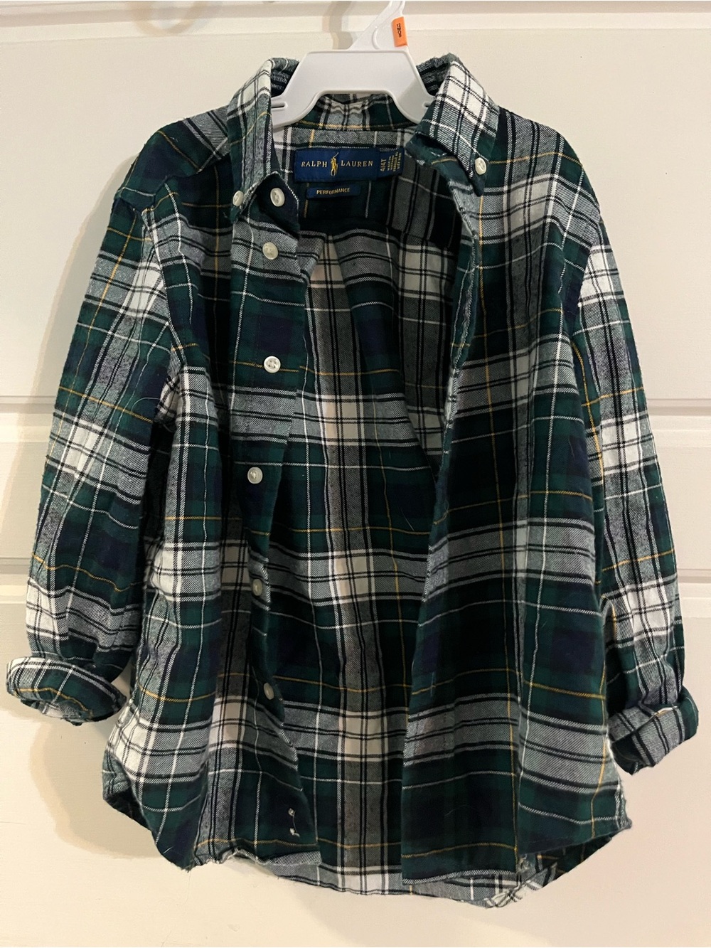 Ralph Lauren Green, White & Navy Plaid Flannel Shirt